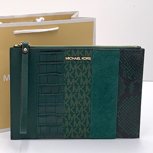 Michael Kors JST XL Zip Clutch Wristlet - Racing Green Multi - Picture 2 of 14